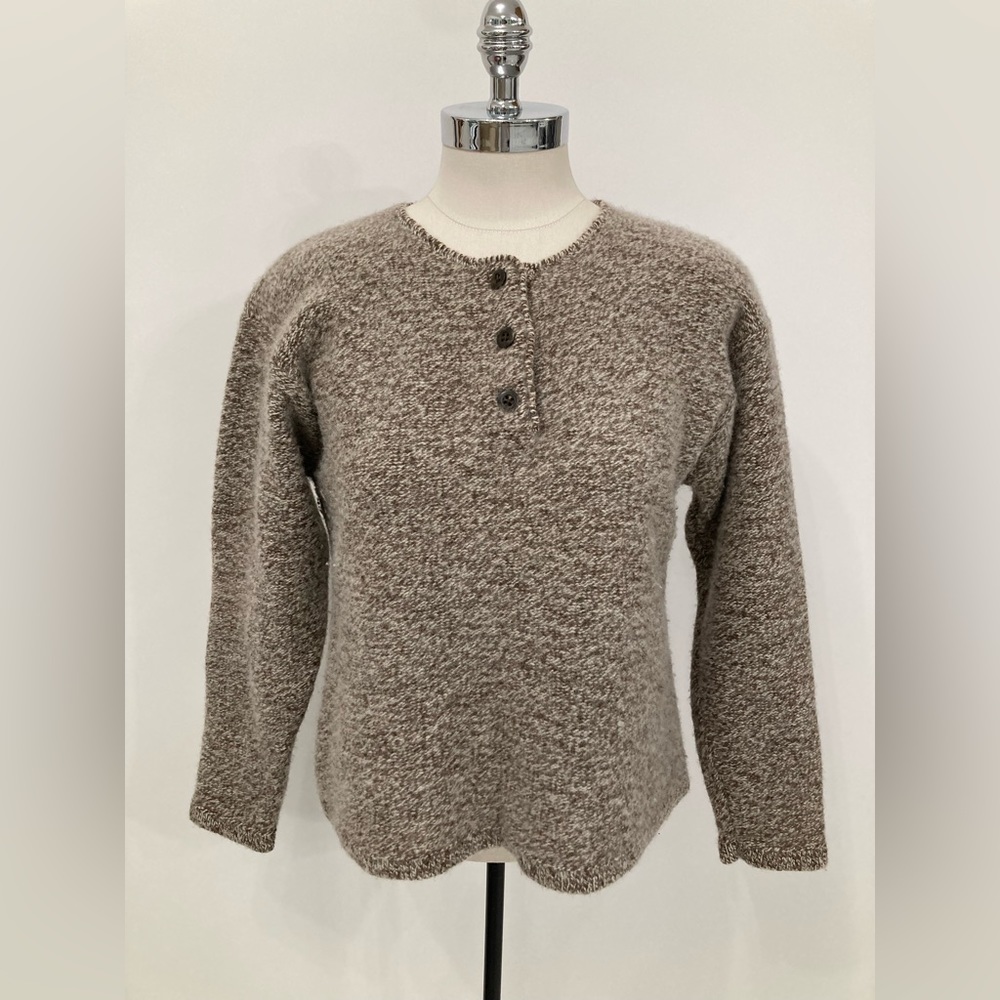 Vintage Patagonia Quarter Button 1/2 3/4 Henley Brown Sweater Marled Size Small